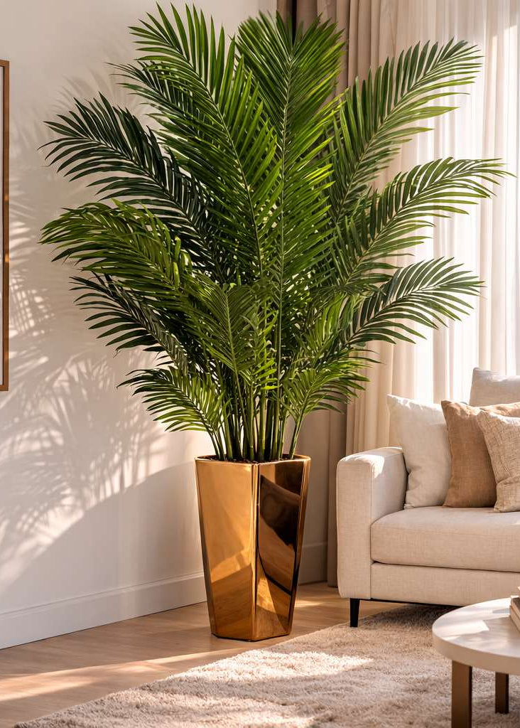 Palmeira Artificial Elegance com Vaso Dourado Luxo